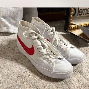 Nike White and Red Classic Sneakers